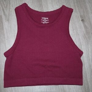 Ambiance Wine Red Sleeveless Crop Top